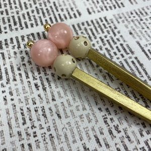 Pink and cream glass beaded Hairsticks Hair Stick